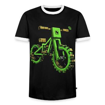 Pixel BMX Dirtbike Mountainbike - Männer Kontrast-T-Shirt - Schwarz/Weiß - Vorne - AI Model Female 172 light (172cm) & AI Model Male 178 light (178cm)