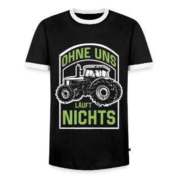 Ohne uns läuft nichts Protest Großdemo Demo Streik - Männer Kontrast-T-Shirt - Schwarz/Weiß - Vorne - AI Model Female 172 light (172cm) & AI Model Male 178 light (178cm)