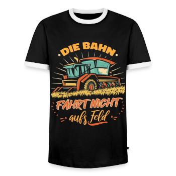 Bahn fährt nicht auf Feld Großdemo Demo Streik - Männer Kontrast-T-Shirt - Schwarz/Weiß - Vorne - AI Model Female 172 light (172cm) & AI Model Male 178 light (178cm)