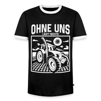 Ohne uns läuft nichts Protest Großdemo Demo Streik - Männer Kontrast-T-Shirt - Schwarz/Weiß - Vorne - AI Model Female 172 light (172cm) & AI Model Male 178 light (178cm)