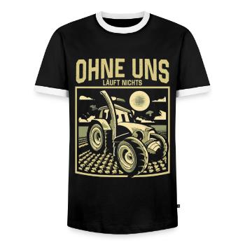 Ohne uns läuft nichts Protest Großdemo Demo Streik - Männer Kontrast-T-Shirt - Schwarz/Weiß - Vorne - AI Model Female 172 light (172cm) & AI Model Male 178 light (178cm)