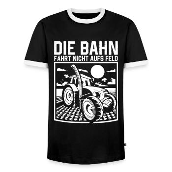 Bahn fährt nicht auf Feld Großdemo Demo Streik - Männer Kontrast-T-Shirt - Schwarz/Weiß - Vorne - AI Model Female 172 light (172cm) & AI Model Male 178 light (178cm)