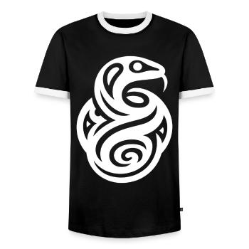 Serpent zodiaque amérindien - T-shirt contrasté Homme - noir/blanc - Devant - AI Model Female 172 light (172cm) & AI Model Male 178 light (178cm)