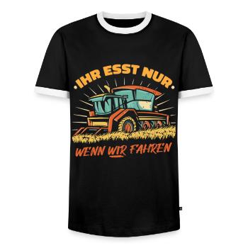 Ihr esst nur wenn wir fahren Bauer Demo Landwirt - Männer Kontrast-T-Shirt - Schwarz/Weiß - Vorne - AI Model Female 172 light (172cm) & AI Model Male 178 light (178cm)