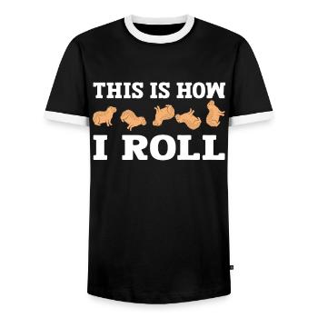 So Rolle Ich Süße Capybara - Männer Kontrast-T-Shirt - Schwarz/Weiß - Vorne - AI Model Female 172 light (172cm) & AI Model Male 178 light (178cm)
