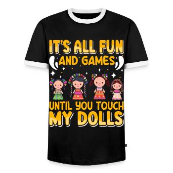 Sammlerpuppe Porzellanpuppe Antike - Männer Kontrast-T-Shirt - Schwarz/Weiß - Vorne - AI Model Female 172 light (172cm) & AI Model Male 178 light (178cm)