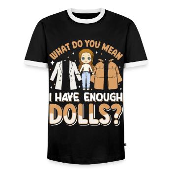 Sammlerpuppe Porzellanpuppe Antike - Männer Kontrast-T-Shirt - Schwarz/Weiß - Vorne - AI Model Female 172 light (172cm) & AI Model Male 178 light (178cm)