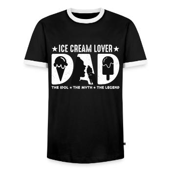 Amateur de crème glacée Papa L’idole Le mythe Cône de crème - T-shirt contrasté Homme - noir/blanc - Devant - AI Model Female 172 light (172cm) & AI Model Male 178 light (178cm)