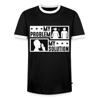Amateur de crème glacée Mon problème Mon pictogramme Papa Maman - T-shirt contrasté Homme - noir/blanc - Devant - AI Model Female 172 light (172cm) & AI Model Male 178 light (178cm)