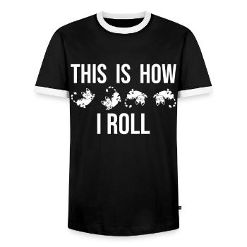 C'est comme ça que je roule mon doux chat - T-shirt contrasté Homme - noir/blanc - Devant - AI Model Female 172 light (172cm) & AI Model Male 178 light (178cm)