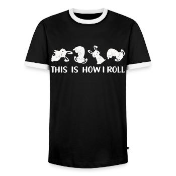 This is how I roll Sweet Rabbit - Men's Ringer Shirt - black/white - Front - AI Model Female 172 light (172cm) & AI Model Male 178 light (178cm)