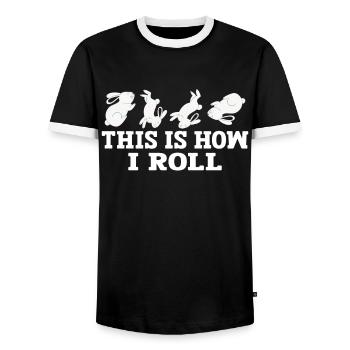 This is how I roll Sweet Rabbit - Men's Ringer Shirt - black/white - Front - AI Model Female 172 light (172cm) & AI Model Male 178 light (178cm)
