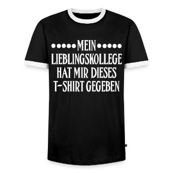 Coworker Lieblingskollege gab mir dieses T-Shirt - Männer Kontrast-T-Shirt - Schwarz/Weiß - Vorne - AI Model Female 172 light (172cm) & AI Model Male 178 light (178cm)