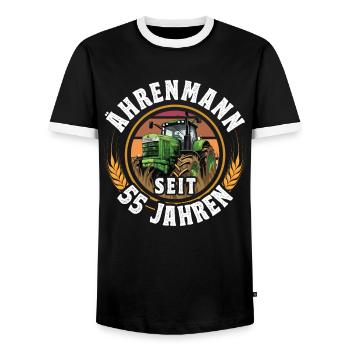 Ährenmann Traktor 55 Geburtstag - Männer Kontrast-T-Shirt - Schwarz/Weiß - Vorne - AI Model Female 172 light (172cm) & AI Model Male 178 light (178cm)