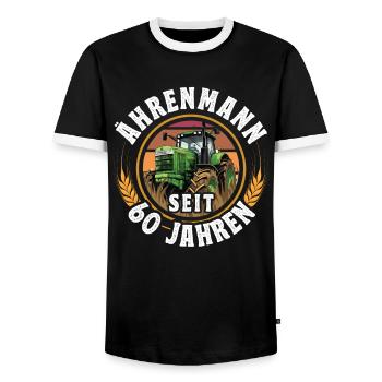 Ährenmann Traktor 60 Geburtstag - Männer Kontrast-T-Shirt - Schwarz/Weiß - Vorne - AI Model Female 172 light (172cm) & AI Model Male 178 light (178cm)