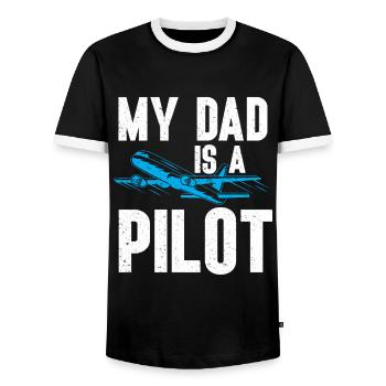 Pilot Quote Flight Lover Aircraft Aviation - Men's Ringer Shirt - black/white - Front - AI Model Female 172 light (172cm) & AI Model Male 178 light (178cm)