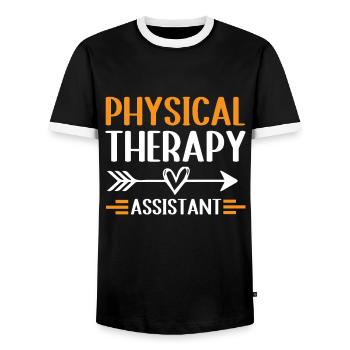 Physiotherapist Physiotherapy - Men's Ringer Shirt - black/white - Front - AI Model Female 172 light (172cm) & AI Model Male 178 light (178cm)