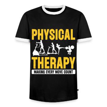 Physiotherapist Physiotherapy - Men's Ringer Shirt - black/white - Front - AI Model Female 172 light (172cm) & AI Model Male 178 light (178cm)