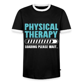 Physiotherapist Physiotherapy - Men's Ringer Shirt - black/white - Front - AI Model Female 172 light (172cm) & AI Model Male 178 light (178cm)