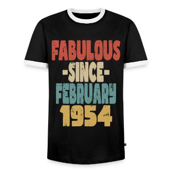 Fabuleux février 1954 - T-shirt contrasté Homme - noir/blanc - Devant - AI Model Female 172 light (172cm) & AI Model Male 178 light (178cm)