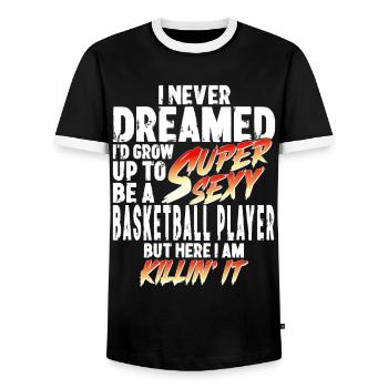 Super Sexy Basket-ball Joueur Basket-ball Cadeau - T-shirt contrasté Homme - noir/blanc - Devant - AI Model Female 172 light (172cm) & AI Model Male 178 light (178cm)