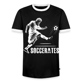 Drôle Philosophie Théorie Football Socrates Griec - T-shirt contrasté Homme - noir/blanc - Devant - AI Model Female 172 light (172cm) & AI Model Male 178 light (178cm)