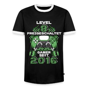 Gaming 8. Geburtstag 8 Jahre Gamer - Männer Kontrast-T-Shirt - Schwarz/Weiß - Vorne - AI Model Female 172 light (172cm) & AI Model Male 178 light (178cm)