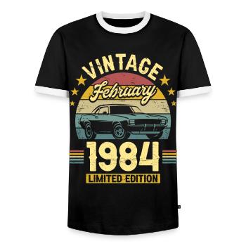 Anniversaire Février 1984 40 Ans Anniversaire - T-shirt contrasté Homme - noir/blanc - Devant - AI Model Female 172 light (172cm) & AI Model Male 178 light (178cm)