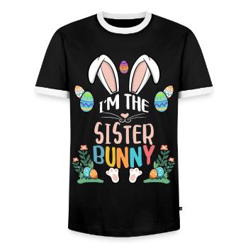 Je suis la sœur lapin - T-shirt contrasté Homme - noir/blanc - Devant - AI Model Female 172 light (172cm) & AI Model Male 178 light (178cm)