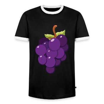 Cartoon Grapes Wine Wine Lover - Men's Ringer Shirt - black/white - Front - AI Model Female 172 light (172cm) & AI Model Male 178 light (178cm)
