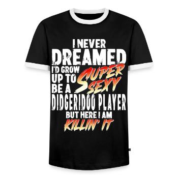 Super Sexy Didgeridoo-Spieler Didgeridoo Geschenk - Männer Kontrast-T-Shirt - Schwarz/Weiß - Vorne - AI Model Female 172 light (172cm) & AI Model Male 178 light (178cm)