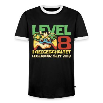 Gaming 8. Geburtstag 8 Jahre Gamer - Männer Kontrast-T-Shirt - Schwarz/Weiß - Vorne - AI Model Female 172 light (172cm) & AI Model Male 178 light (178cm)