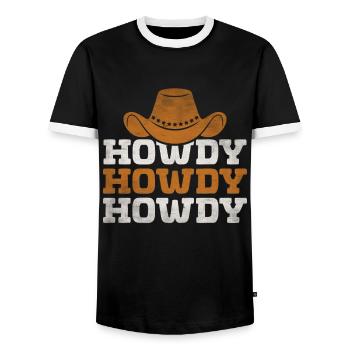 Howdy Western Country Southern Cowboy Texas - Männer Kontrast-T-Shirt - Schwarz/Weiß - Vorne - AI Model Female 172 light (172cm) & AI Model Male 178 light (178cm)