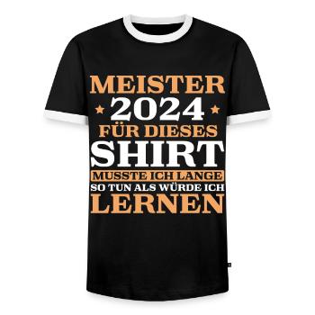 Meister 2024 Ausbildung bestanden Meisterprüfung - Männer Kontrast-T-Shirt - Schwarz/Weiß - Vorne - AI Model Female 172 light (172cm) & AI Model Male 178 light (178cm)