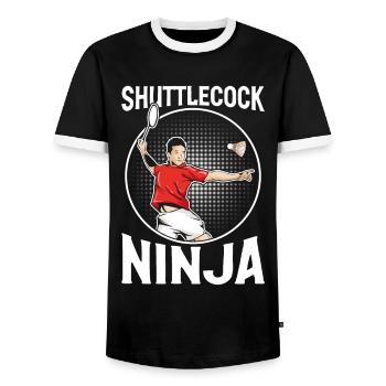 Drôle de joueur de badminton - T-shirt contrasté Homme - noir/blanc - Devant - AI Model Female 172 light (172cm) & AI Model Male 178 light (178cm)