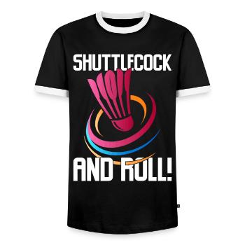 Drôle de joueur de badminton - T-shirt contrasté Homme - noir/blanc - Devant - AI Model Female 172 light (172cm) & AI Model Male 178 light (178cm)