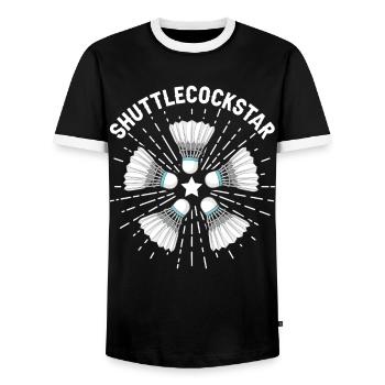 Drôle de joueur de badminton - T-shirt contrasté Homme - noir/blanc - Devant - AI Model Female 172 light (172cm) & AI Model Male 178 light (178cm)