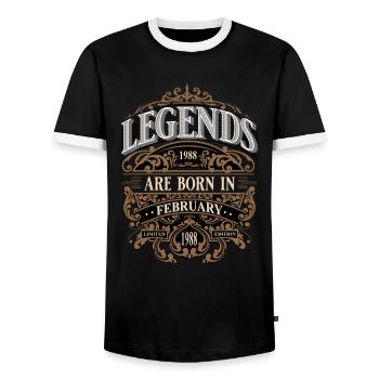 1988 Février Naissance Anniversaire Année de naissance - T-shirt contrasté Homme - noir/blanc - Devant - AI Model Female 172 light (172cm) & AI Model Male 178 light (178cm)