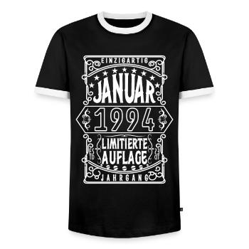 Geburtstag Januar 1994, Geschenk Januar 1994. - Männer Kontrast-T-Shirt - Schwarz/Weiß - Vorne - AI Model Female 172 light (172cm) & AI Model Male 178 light (178cm)