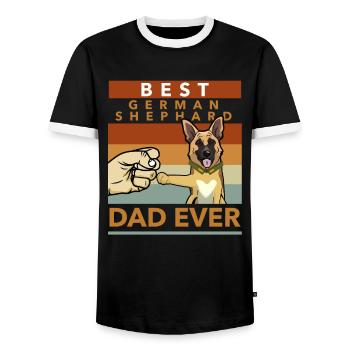 German Shepherd Owner Gift FatherDog Owner - Men's Ringer Shirt - black/white - Front - AI Model Female 172 light (172cm) & AI Model Male 178 light (178cm)