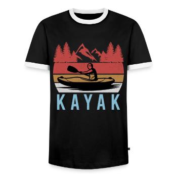 Canoeing Canoeing Water Sports Gift Kayaking - Men's Ringer Shirt - black/white - Front - AI Model Female 172 light (172cm) & AI Model Male 178 light (178cm)