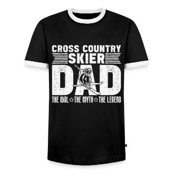 Cross Country Skier Dad The Idol The Winter Sports - Men's Ringer Shirt - black/white - Front - AI Model Female 172 light (172cm) & AI Model Male 178 light (178cm)