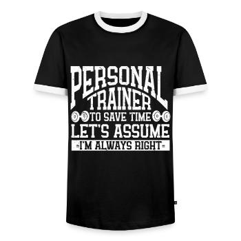 Entraîneur personnel Entraîneur Gym Workout Entraîneur de fitness - T-shirt contrasté Homme - noir/blanc - Devant - AI Model Female 172 light (172cm) & AI Model Male 178 light (178cm)