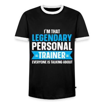 Personal Trainer Coach Gym Workout Fitness Trainer - Men's Ringer Shirt - black/white - Front - AI Model Female 172 light (172cm) & AI Model Male 178 light (178cm)