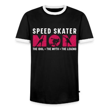 Patineuse de vitesse Maman L’idole Le mythe Amateur de patinage - T-shirt contrasté Homme - noir/blanc - Devant - AI Model Female 172 light (172cm) & AI Model Male 178 light (178cm)