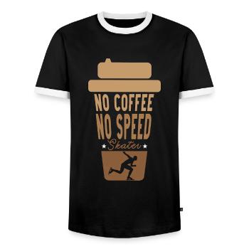 Patineur de vitesse Pas de café Pas de patinage sur glace Amateur de café - T-shirt contrasté Homme - noir/blanc - Devant - AI Model Female 172 light (172cm) & AI Model Male 178 light (178cm)