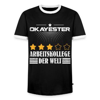 Kollegen Lustig Okayester Arbeitskollege der Welt - Männer Kontrast-T-Shirt - Schwarz/Weiß - Vorne - AI Model Female 172 light (172cm) & AI Model Male 178 light (178cm)