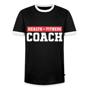 Personal Trainer Coach Gym Workout Fitness Trainer - Men's Ringer Shirt - black/white - Front - AI Model Female 172 light (172cm) & AI Model Male 178 light (178cm)