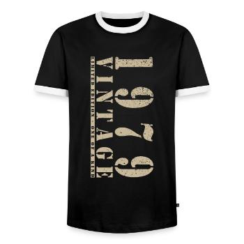 Vintage Made In 1979 45 ans d’être génial - T-shirt contrasté Homme - noir/blanc - Devant - AI Model Female 172 light (172cm) & AI Model Male 178 light (178cm)