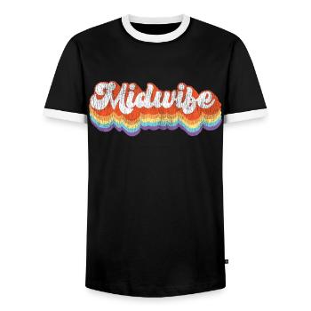 Nurse Midwife Birth Worker Retro - Männer Kontrast-T-Shirt - Schwarz/Weiß - Vorne - AI Model Female 172 light (172cm) & AI Model Male 178 light (178cm)